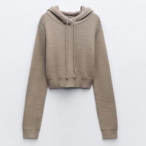 Zara Beige Textured Hoodie